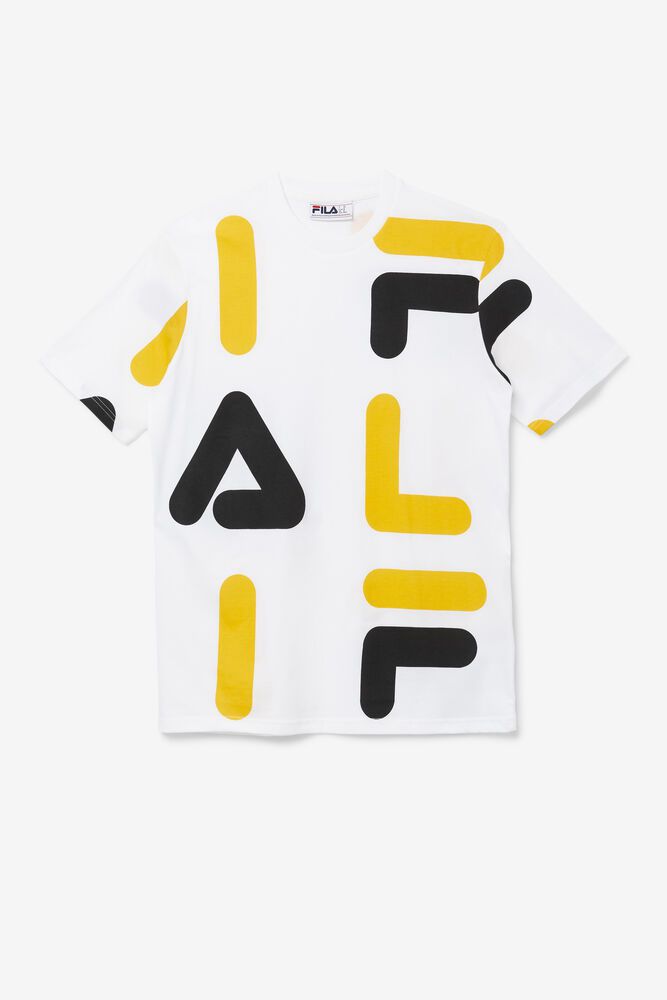 Fila T-Shirt Bennet Mens White - India FWM-756130